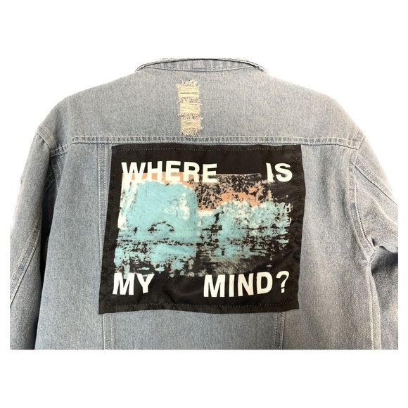 KAWAII NATION BTS K-POP Where Is My Mind Patch Distressed Jean Denim Jacket - Picture 10 of 12